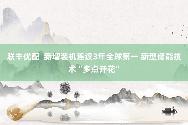 联丰优配  新增装机连续3年全球第一 新型储能技术“多点开花”